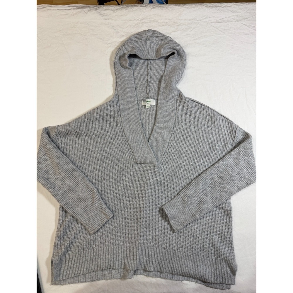 Aerie Women's‎ XS Hooded Waffle Knit Pullover Hoodie Gray